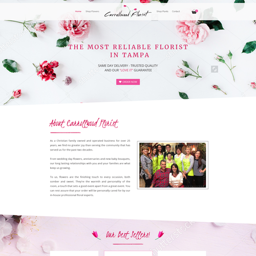 Florist design with the title 'Homepage web design'