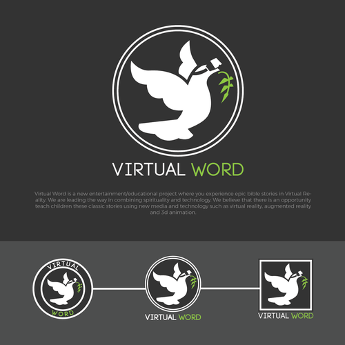 Dove logo with the title 'Virtual Word logo design'