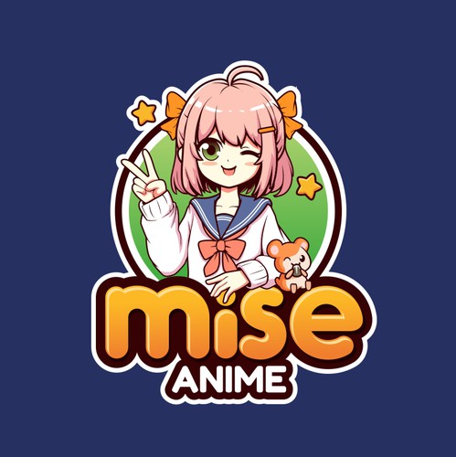 Anime logo with the title 'female women mascot character logo designs, anime, japan, cute, kawaii'