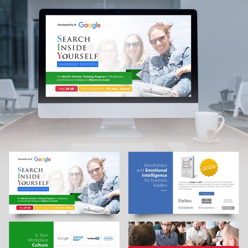 Presentation design with the title 'Pitch Deck for Google "Search Inside Yourself" Mindfulness Seminar'