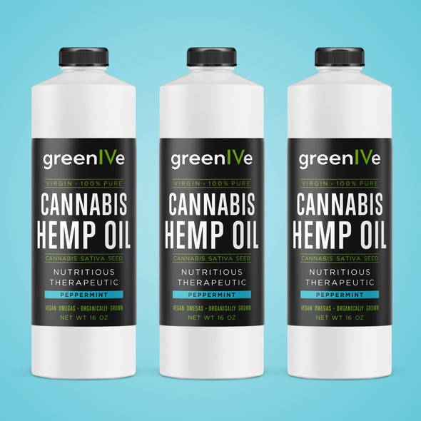 Oil label with the title 'Label design for Hemp Oil'