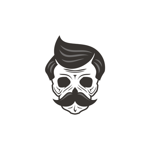 Straight-hair logo with the title 'Personal Logo (Skull + Nietzsche Mustache)'