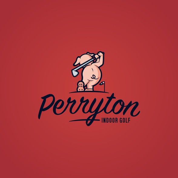 高尔夫俱乐部标志的标题的新标识Perryton室内高尔夫设施或P.I.G。”