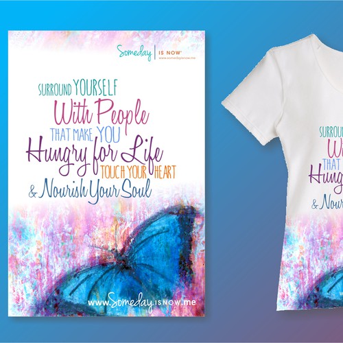 Quote t-shirt with the title 'Feminine Tee Shirt With Inspirational Quote For New Apparel Company'