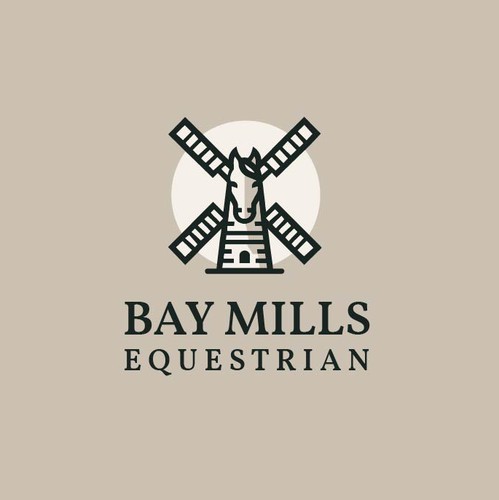 Windmill logo with the title 'Minimalist horse logo'
