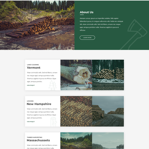 Woods design with the title 'Home page Design for a Logging and Tree Clearing company'