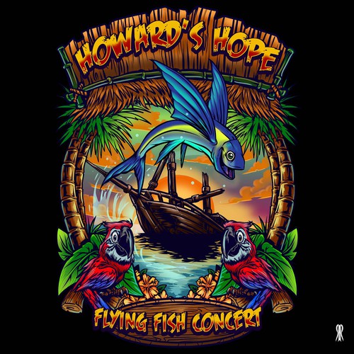 Tropical t-shirt with the title 'The Howard's Hope 1st Annual Flying Fish Concert'
