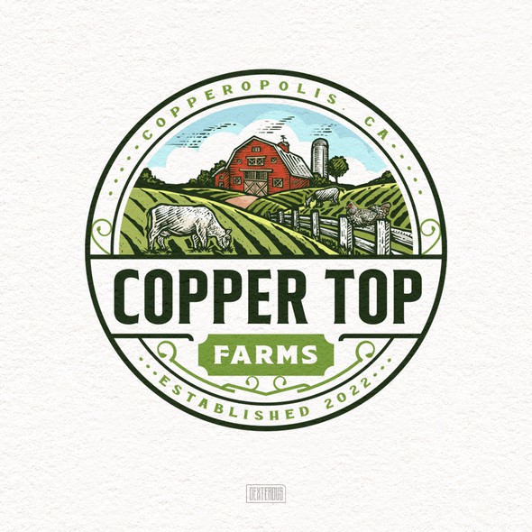 Farm brand with the title 'Copper Top Farms Logo'