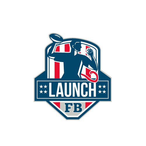 Football design with the title 'Launch Flag Football'
