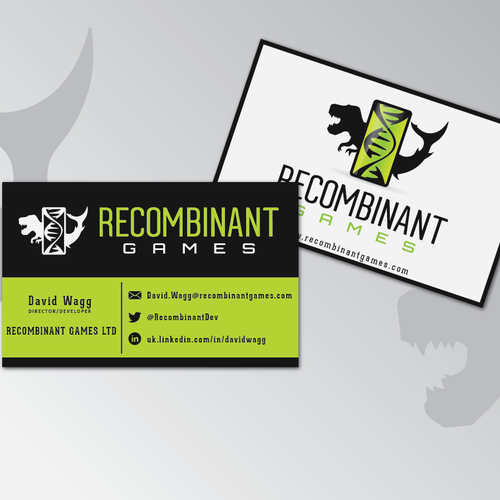 Video game design with the title 'Recombinant Games seeks alluring logo'