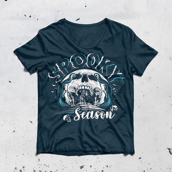 Devil artwork with the title 'Halloween Skull T-Shirt Illustration'