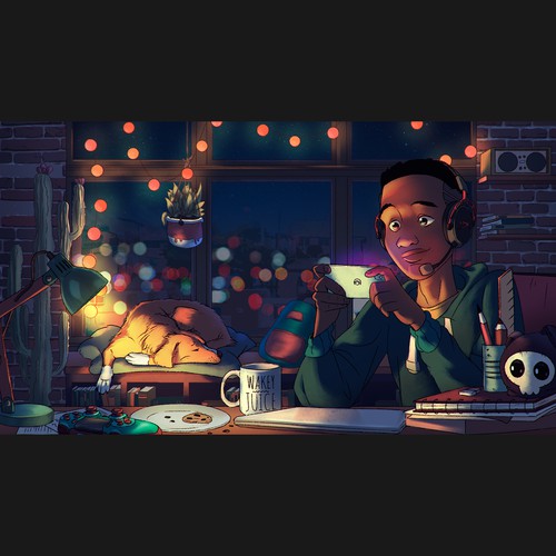 Animated illustration with the title 'Looping Animation Night'