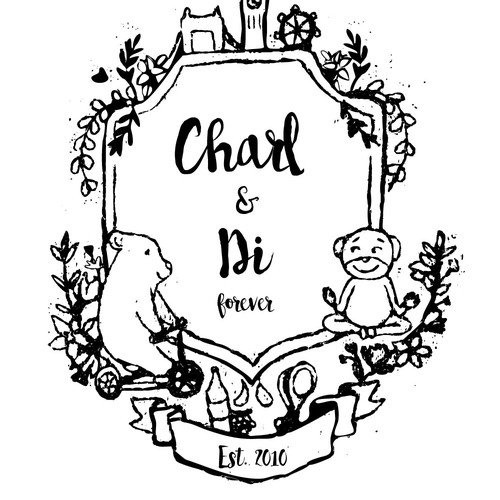 Crest illustration with the title 'Family crest wedding'