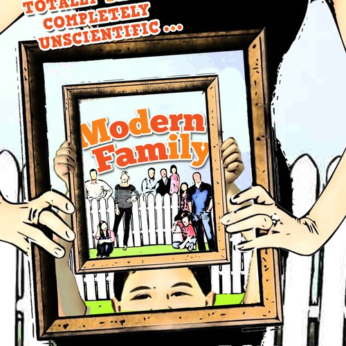Graphic book cover with the title 'Create a highly graphic, fun, colorful book cover for a book on the sitcom "Modern Family"'