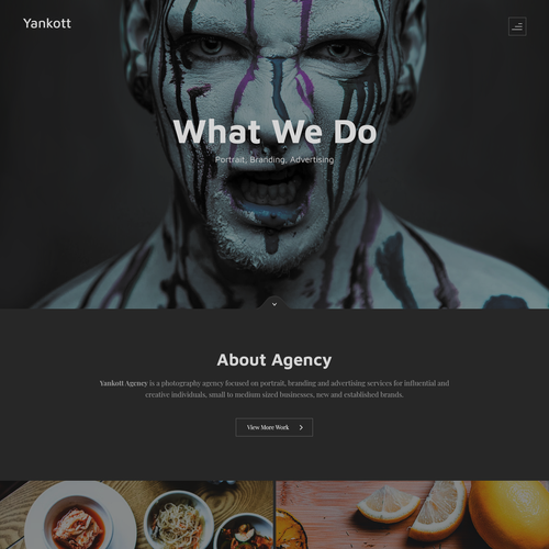 Contemporary website with the title 'Website design for Yankott Agency'