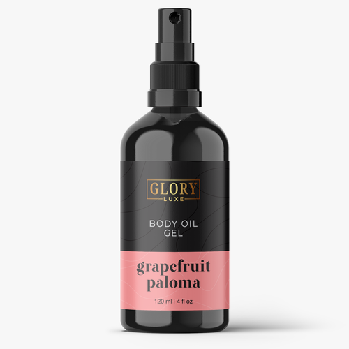 Beauty label with the title 'Body Oil Gel  Bottle Label'