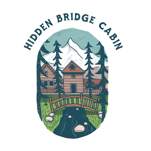 Digital art logo with the title 'Hidden Bridge Cabin Logo'