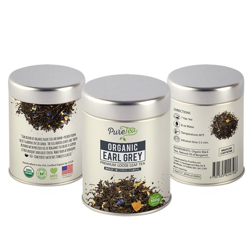 Tea label with the title 'tea packaging'