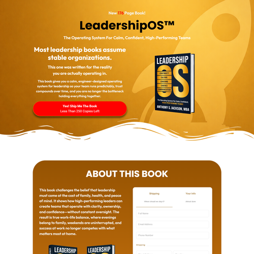 JavaScript design with the title 'THE LEADERSHIP OS BOOK'