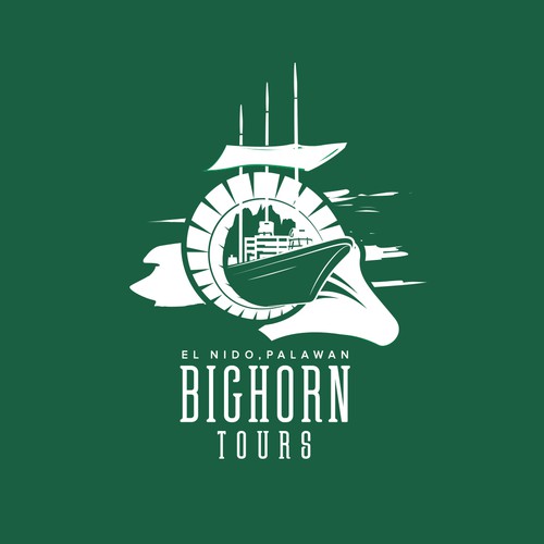 Tour logo with the title 'Big horn logo for a El Nido boat tour company.'