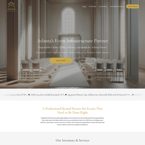 Design with the title 'Magis Event Rentals Design'
