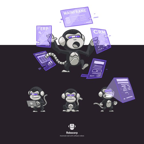 Cyborg design with the title 'Robocorp Mascot'