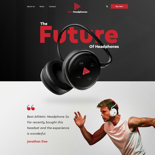 Headphone design with the title 'Athletic Head Phone Web Page'