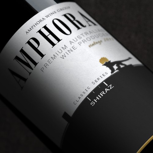 Wine bottle design with the title 'Wine Label for Amphora Wines '