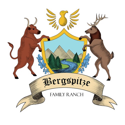 Medieval logo with the title 'Crest Logo Concept for a Family Ranch'