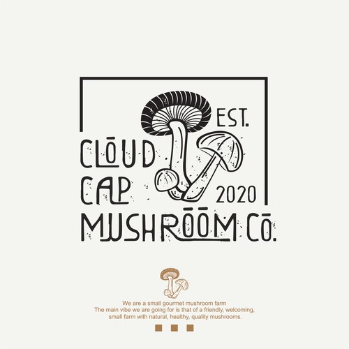 Mushroom logo with the title 'logo concept for cloud cap mushroom co.'