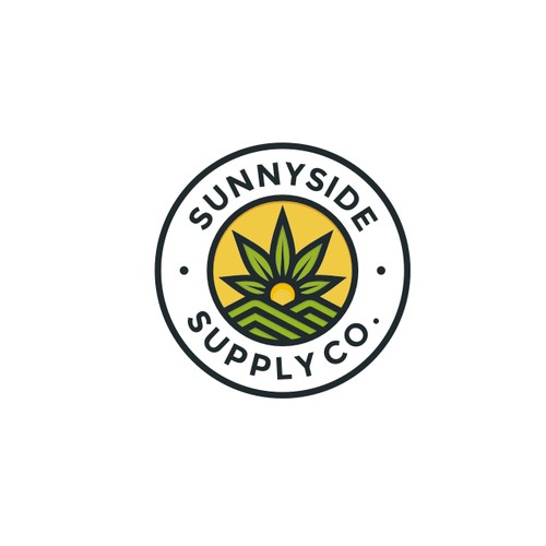 Sun logo with the title 'Modern Line-Work Badge Logo for Sunnyside Supply Co.'