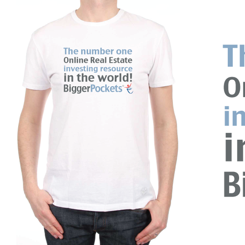 Text t-shirt with the title 'The number one online real estate investing resource in the world!'
