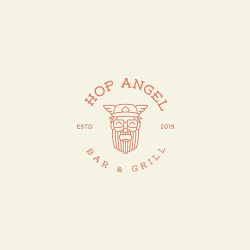 Angel logo with the title 'Hop Angel Bar & Grill'