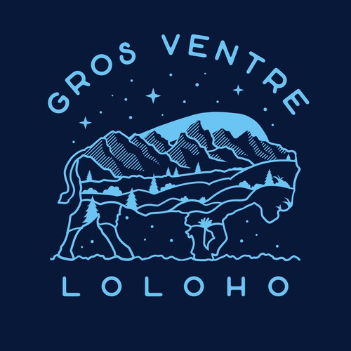 Line art t-shirt with the title 'Gros Ventre'