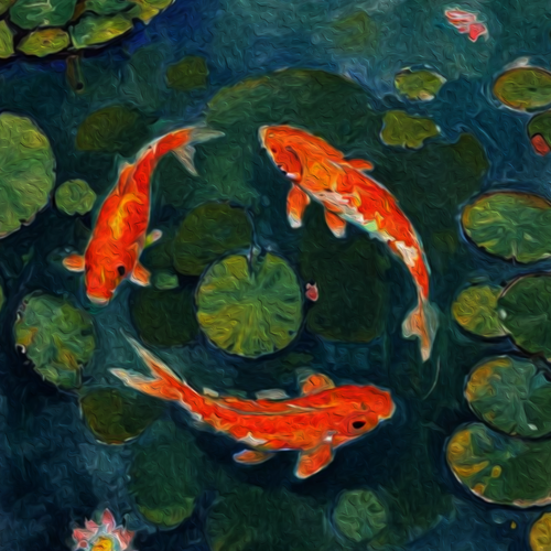 Fish artwork with the title 'Japanese koi fish illustration'