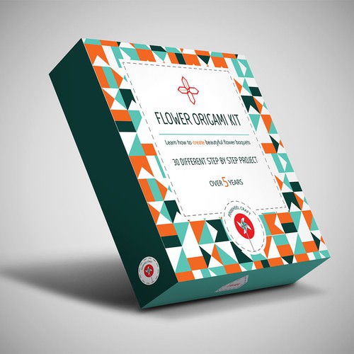 Toy packaging with the title 'Flower Origami Kit contest'
