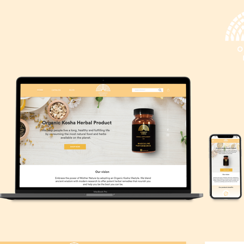 Mobile responsive website with the title 'Home page for Organic Health Supplements'