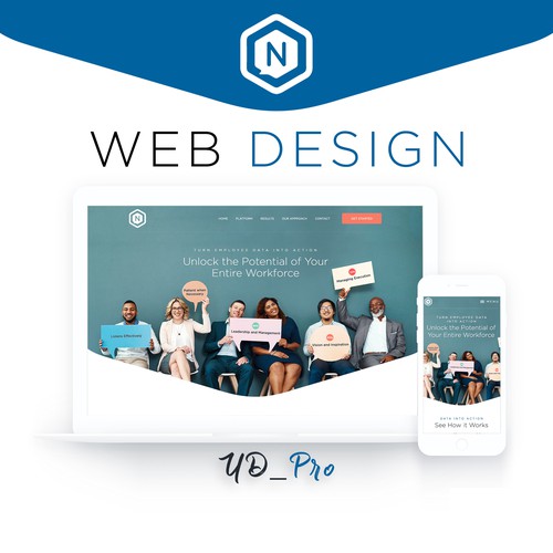 Illustration website with the title 'Website design for Employee Engagement Management system'