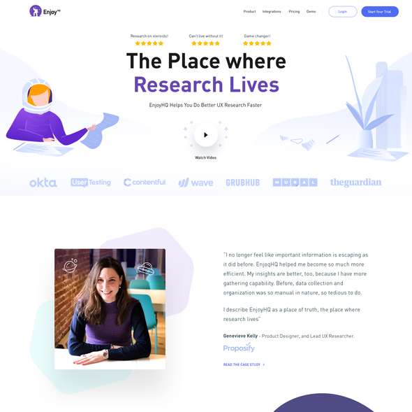 Marketing website with the title 'Customer Research Platform (Saas)'