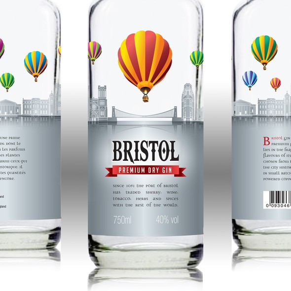 British design with the title 'Innovative Label for New Premium Bristol Gin'