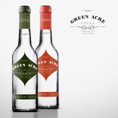 Alcohol label with the title 'Greene Acres Vodka  Label Design'