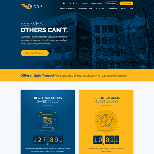 Telecom design with the title 'Home page for Telecom company'