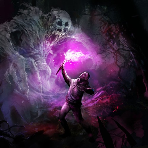 Game illustration with the title 'Conjure - Woods Scene'