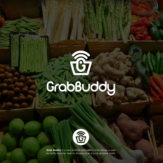 Trolley logo with the title 'Grab Buddy Logo (Mobile App for Shopping)'