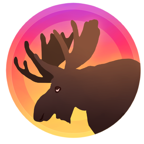 Peaceful design with the title 'moose, sunset themed design '