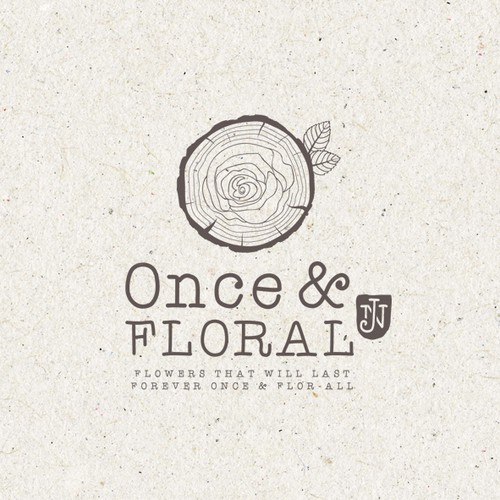 Monochromatic logo with the title 'Organic Logo for wood flower arrangements co.'