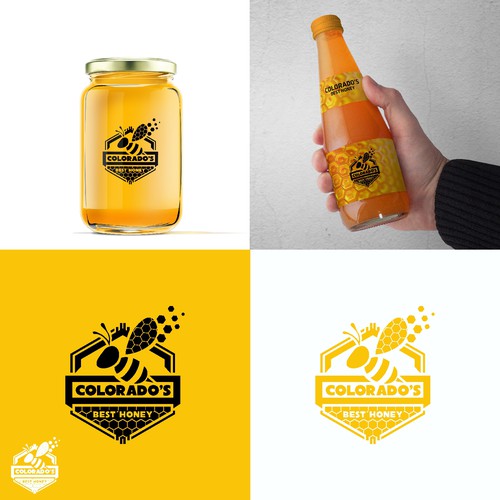 Honeycomb design with the title 'logo concept of coloradoes best honey. just final'