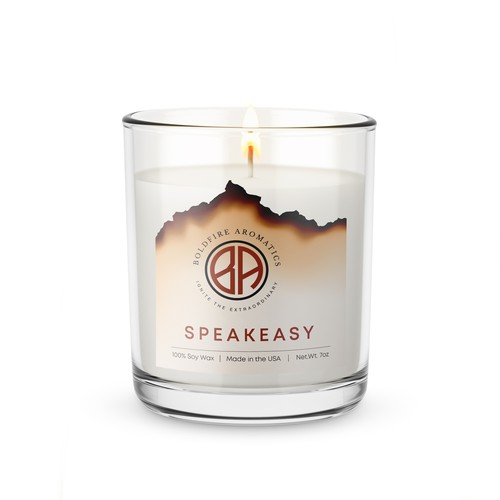 Candle label with the title 'Design candle packaging that appeals to men'