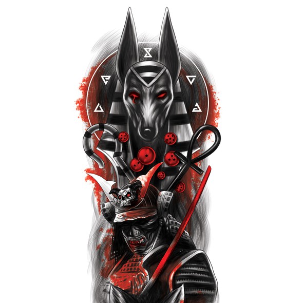 Anubis design with the title 'Tattoo illustration'