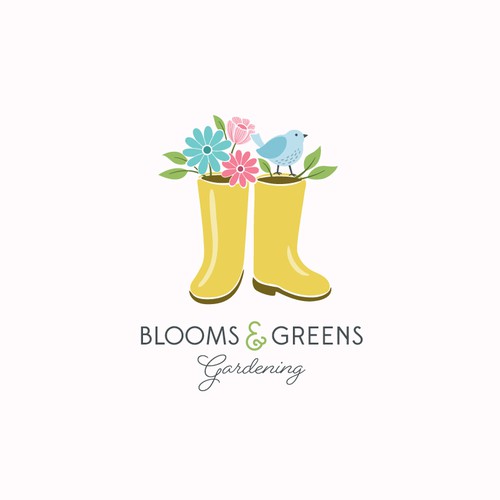 Garden logo with the title 'Feminine logo for a small gardening company'